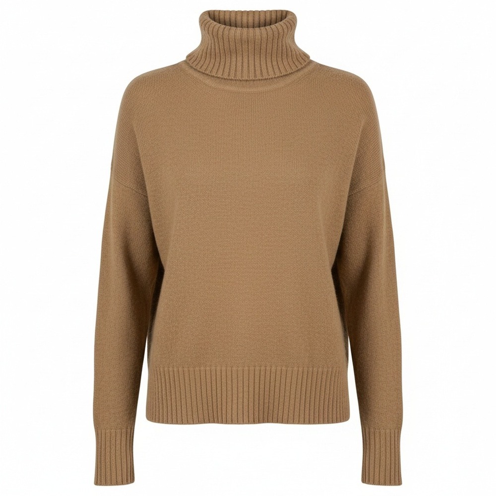 Anthropologie‎ Wool Blend Sweater Womens Sz Small Made Italy Brown Turtleneck